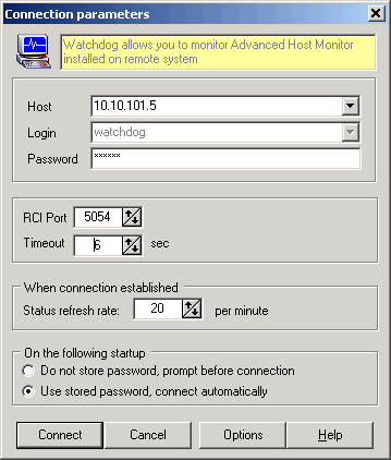 Connection dialog